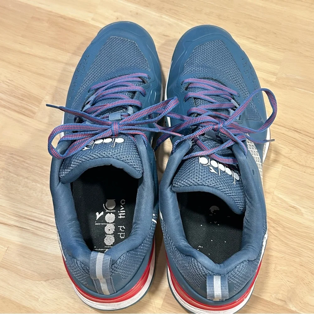 BLUSHIELD TORNEO 2 AG Diadora Blue and Red Athletic Shoes Size 10 - Picture 4 of 8